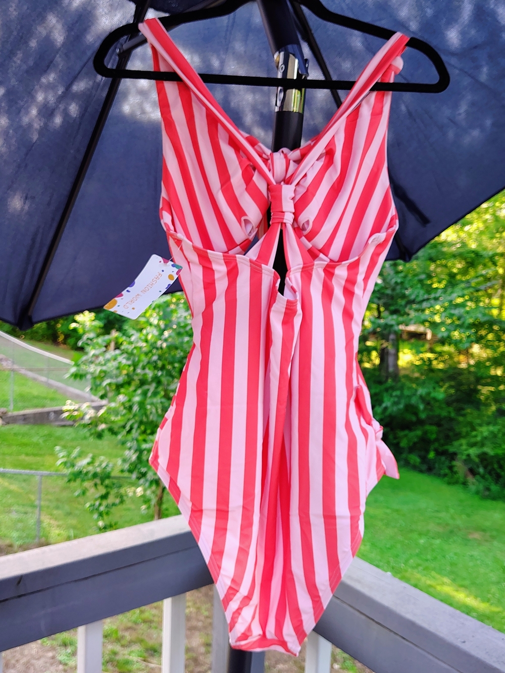 Coral & White Striped Cutout One Piece Swimsuit NWT Size Small
